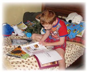 Boy reading Creation Illustrated