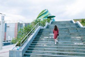 Women Climb Stairs